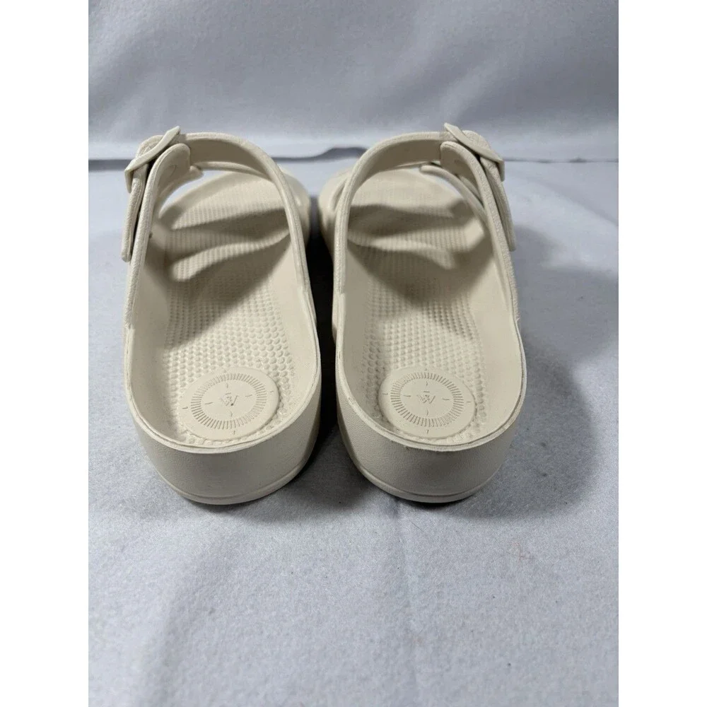 White Totes Women's Sol Bounce Slide Sandals with Buckle - Size 10